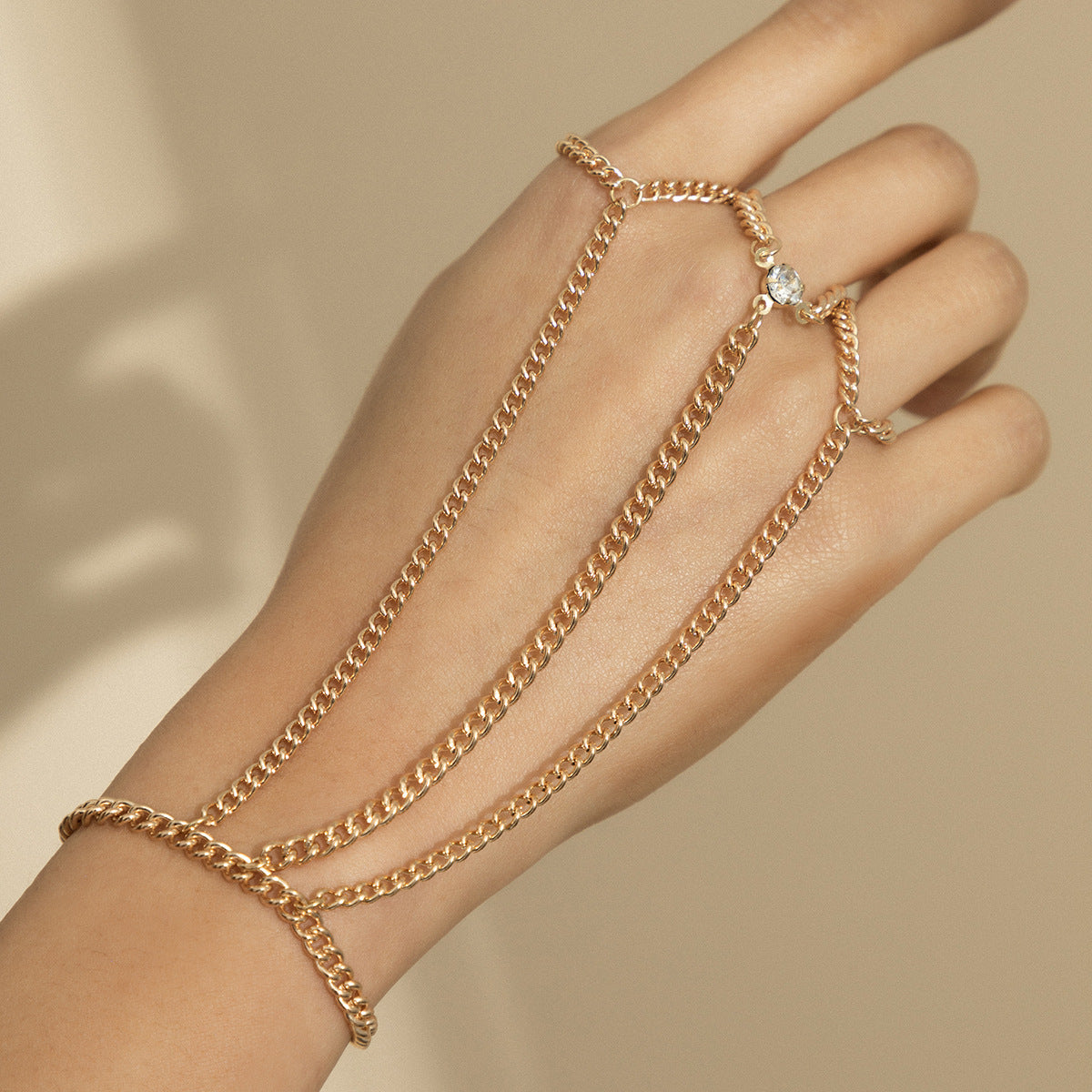 Streetwear Hip-hop Metal Chain Ring Bracelet for Women
