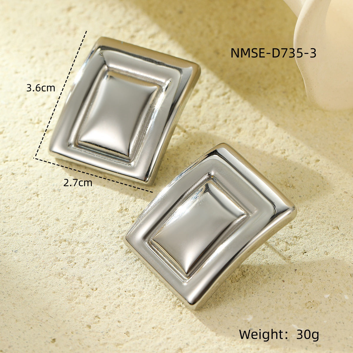 Orecchini a rettangolo geometrico vintage placcati oro 18 carati in acciaio inossidabile da donna
