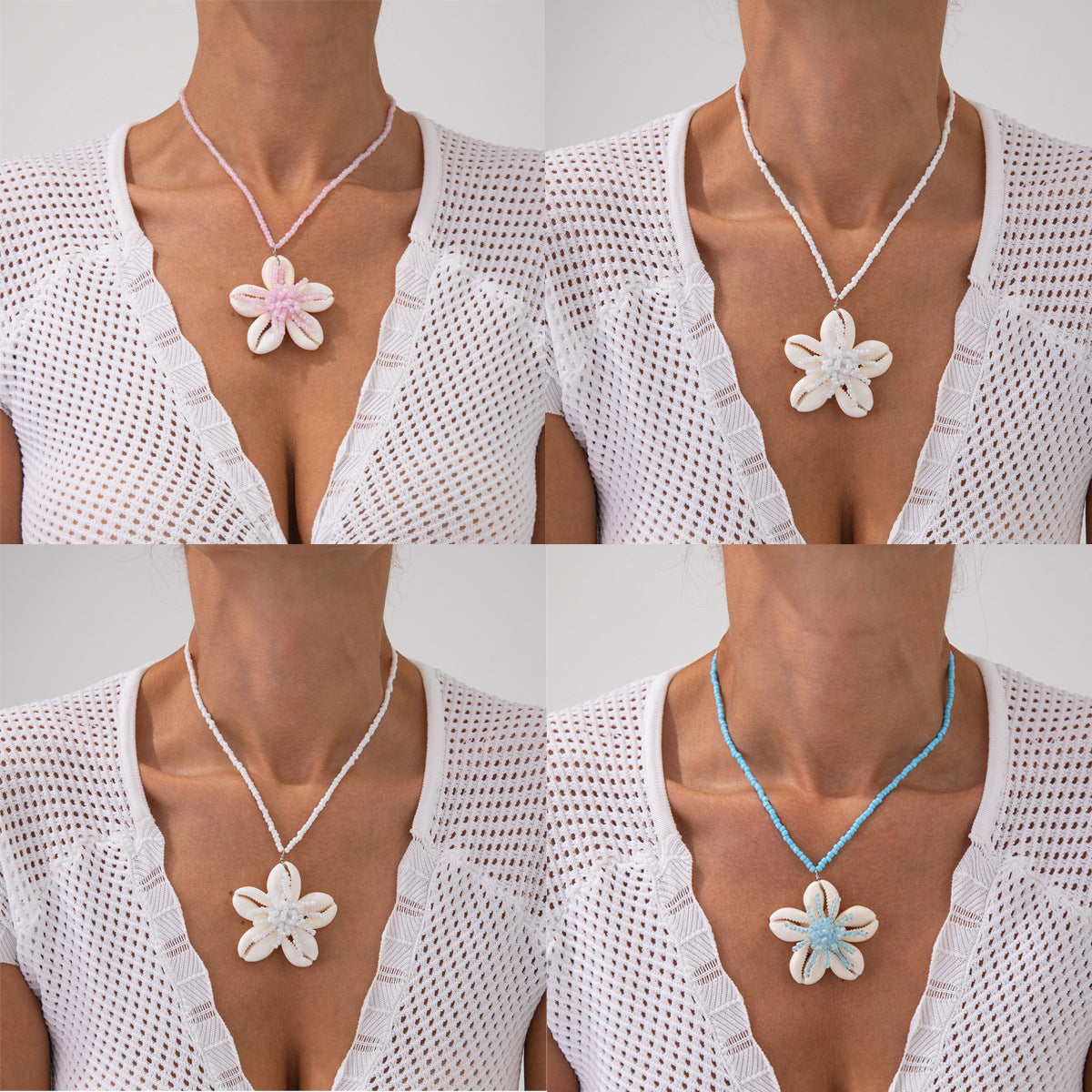 Bohemian Sweet Floral Shell Beaded Plated Necklace for Women