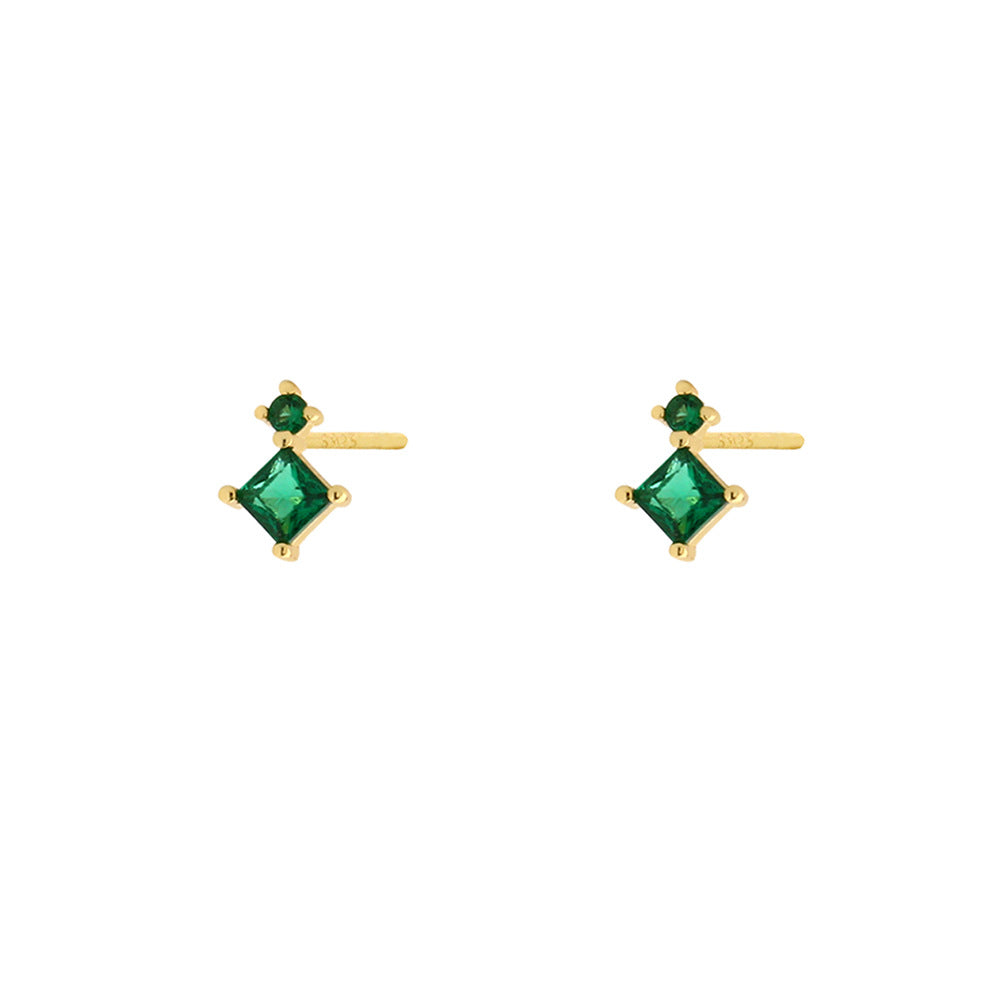 Elegantes Pendientes de Plata de Ley 925 con Forma de Trébol, Esmalte Verde Esmeralda y Detalles de Pedrería para Mujer