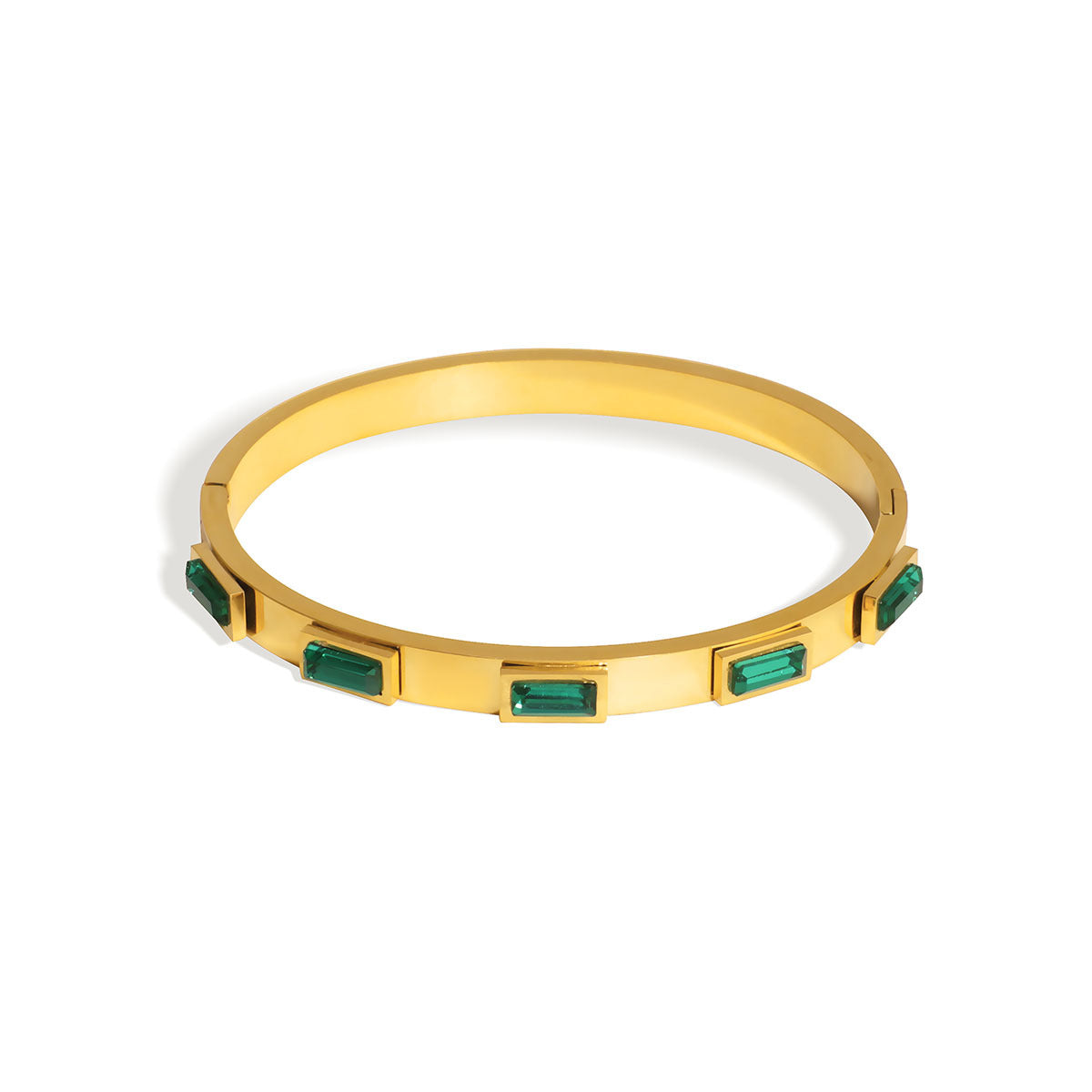 Bracciale Vintage in Acciaio Inox con Strass Geometrici Quadrati e Placcatura Sottovuoto in Oro 18K