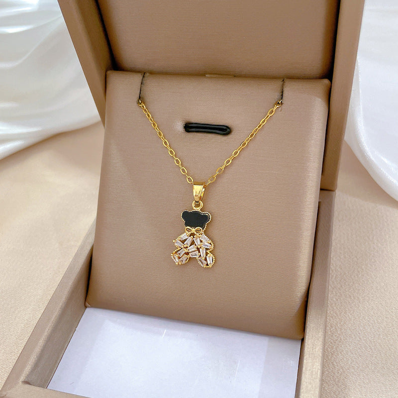 Geometric Minimalist Titanium Steel Necklace with Copper Pendant Plated in Real Gold Irregular Chain