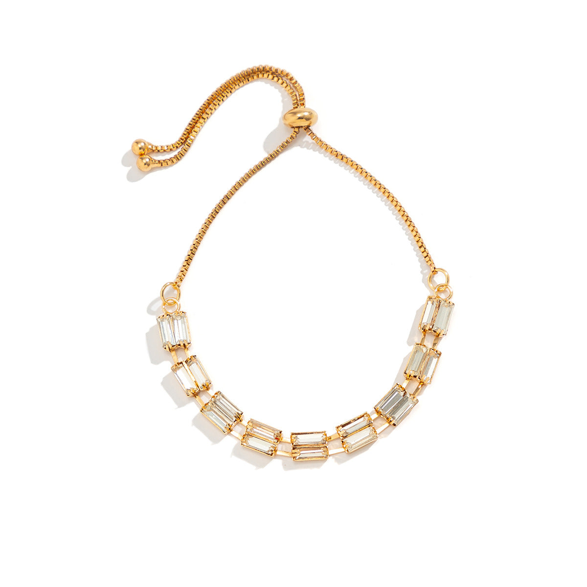 Minimalist Bohemian Geometric Rhinestone Inlay Brass Anklet for Women