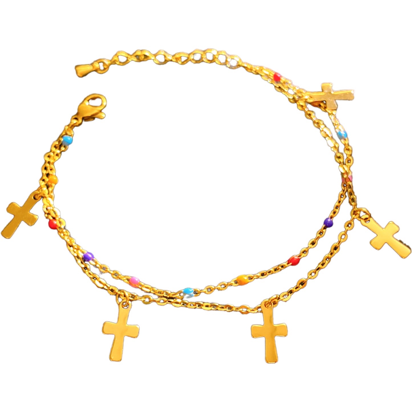Minimalist Colorful Drip Oil Cross Geometric Titanium Steel Bracelet for Women
