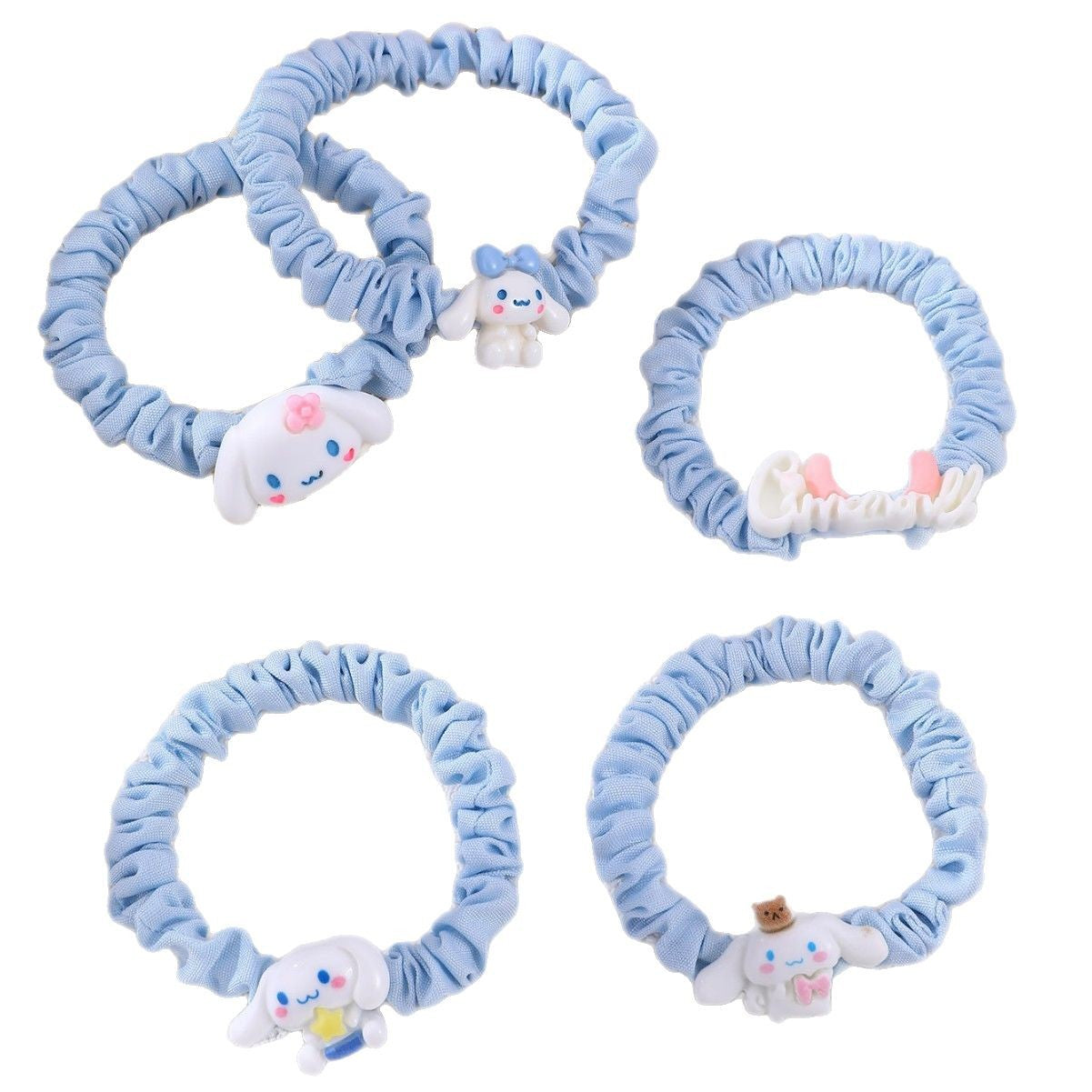 Cute Sanrio-Inspired Hair Tie for Girls with Cartoon Design, Knitted Fabric, Pastel Macaron Color, Sweet Kawaii Style Hair Accessory