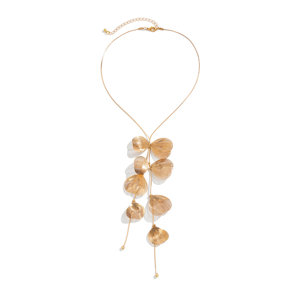 Minimalist Ginkgo Leaf Pendant Necklace in Plated Copper with Snake Chain for Women