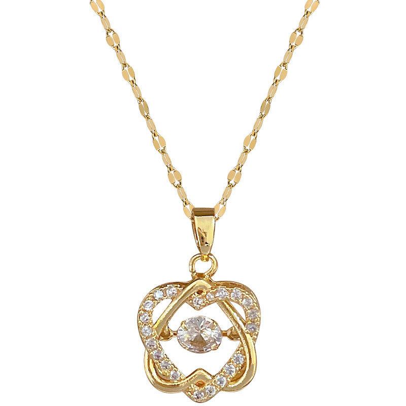 Minimalist Hexagram Pendant Necklace in Titanium Steel with Rhinestone Inlay for Women and Men