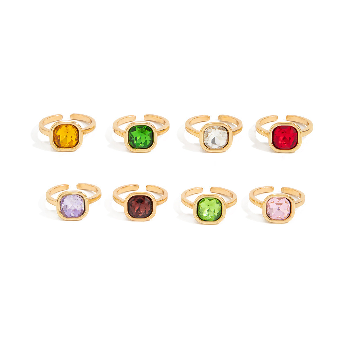 Minimalist Square Alloy Ring with Crystal and Rhinestone Inlay Plated Finish for Women