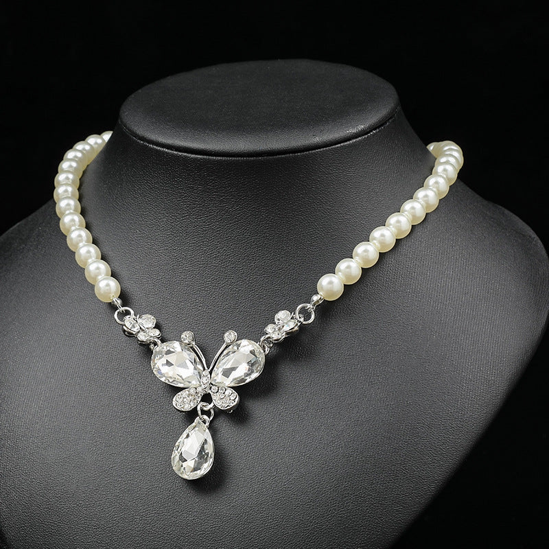 Set di Collane con Ciondoli Minimalisti in Lega Dolce con Charms di Orso, Maiale e Animali, con Dettagli in Strass su Catena di Perle per Donna