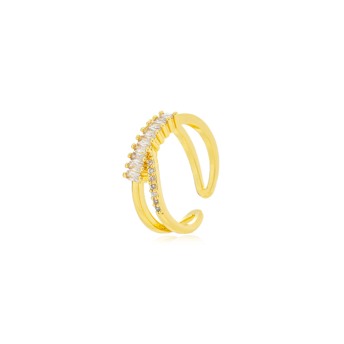 Anello Minimalista Geometrico in Acciaio al Titanio con Placcatura Sottovuoto da Donna, Regolabile, Aperto