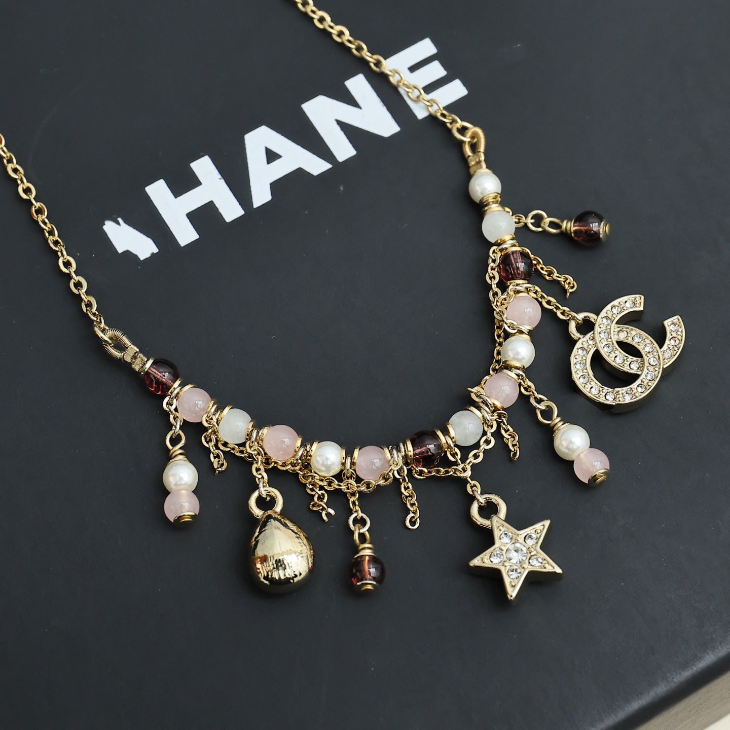 Elegant Gold Plated Brass Letter Star Pearl Pendant Necklace for Women