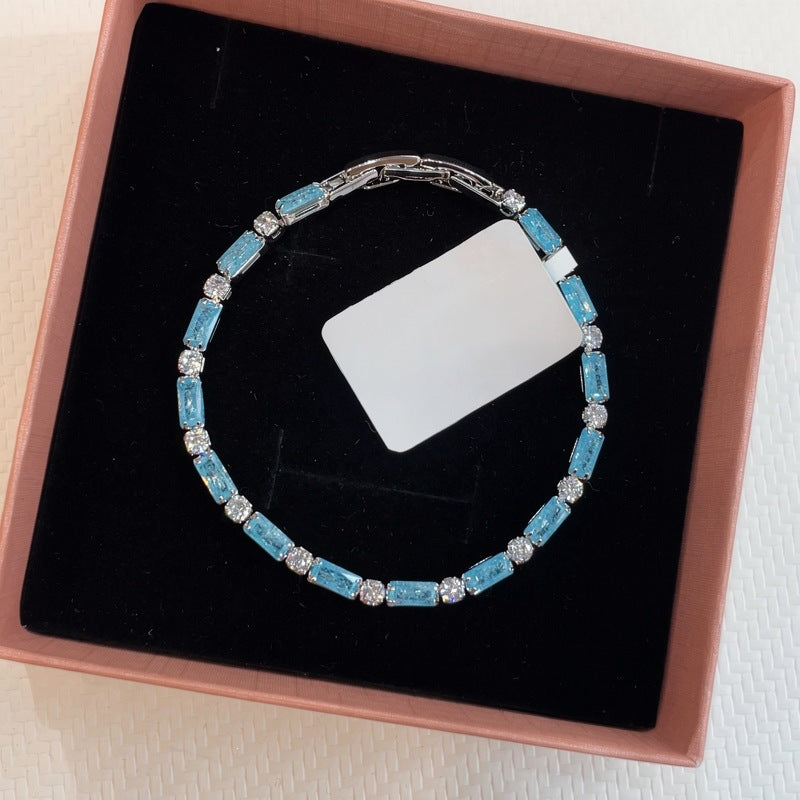 Luxury Elegant Brass Plated Crystal Cubic Zirconia Beaded Bracelet for Women