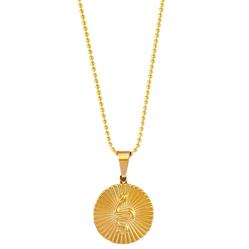Collana a Catena Serpente Minimalista Geometrica in Acciaio Titanio con Placcatura in Oro per Donna e Uomo