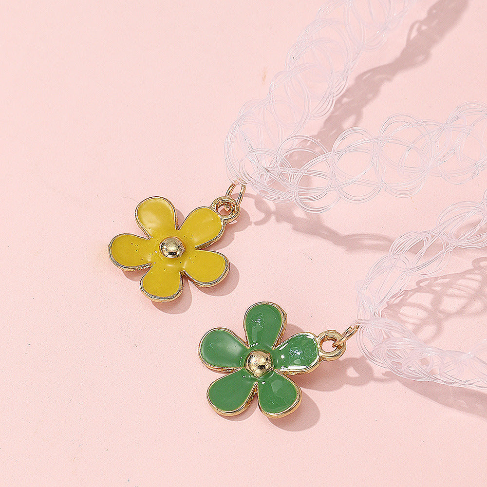 Bracciale in lega con fiori minimalista per ragazze, gioiello estivo quotidiano con lavorazione artigianale