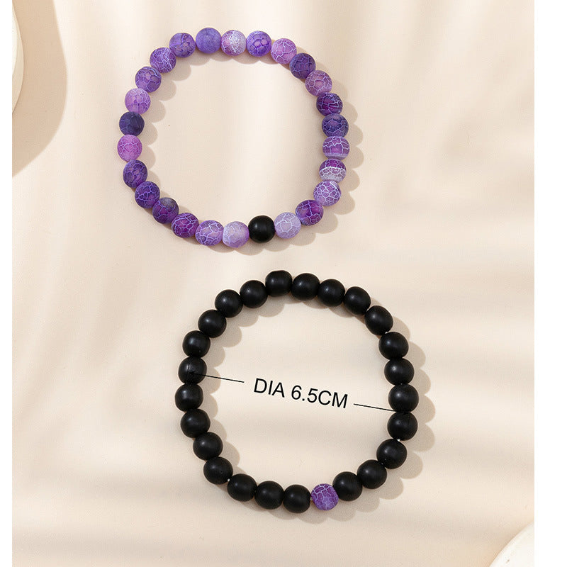 Minimalist Heart Agate Plated Bracelet Set for Unisex