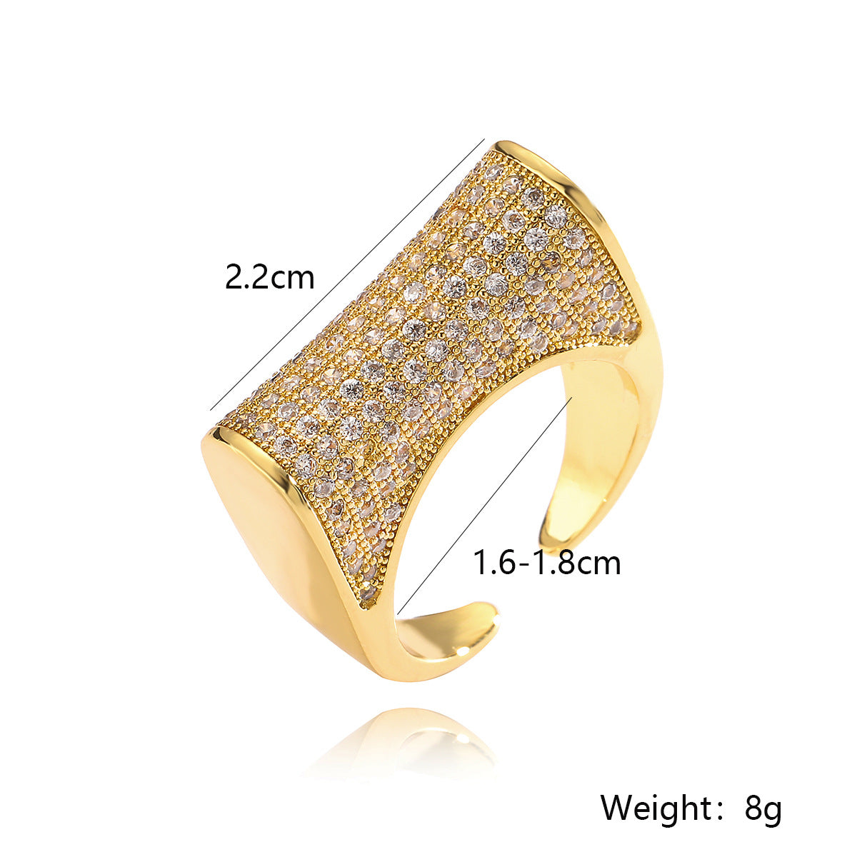 Minimalist Geometric Copper Ring with Gold Plating and Micro-Pavé Zirconia for Women