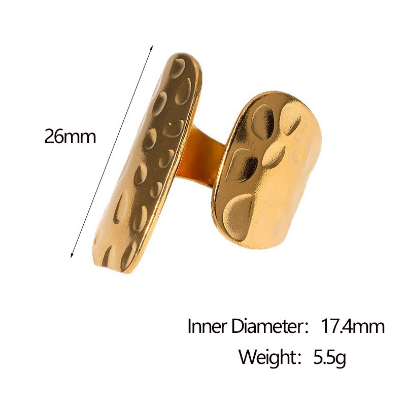 Minimalist Geometric Titanium Steel Ring for Women with Gold Plating Adjustable Open Band Fashion Jewelry