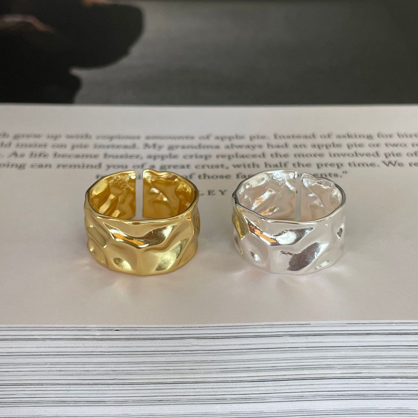 925 Sterling Silver Irregular Heart Ring with Textured Inlay Design for Women