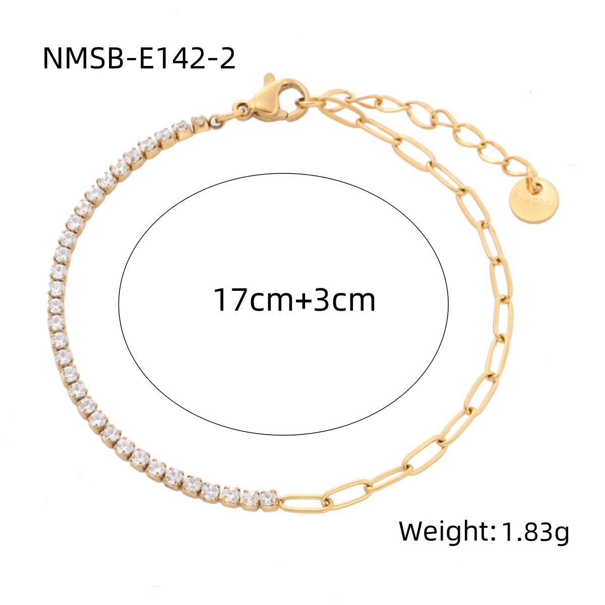 Pulsera geométrica de arcoíris de moda con diamantes de imitación para mujer, de acero de titanio con acabado chapado y delicado diseño de cristales de hilera completa