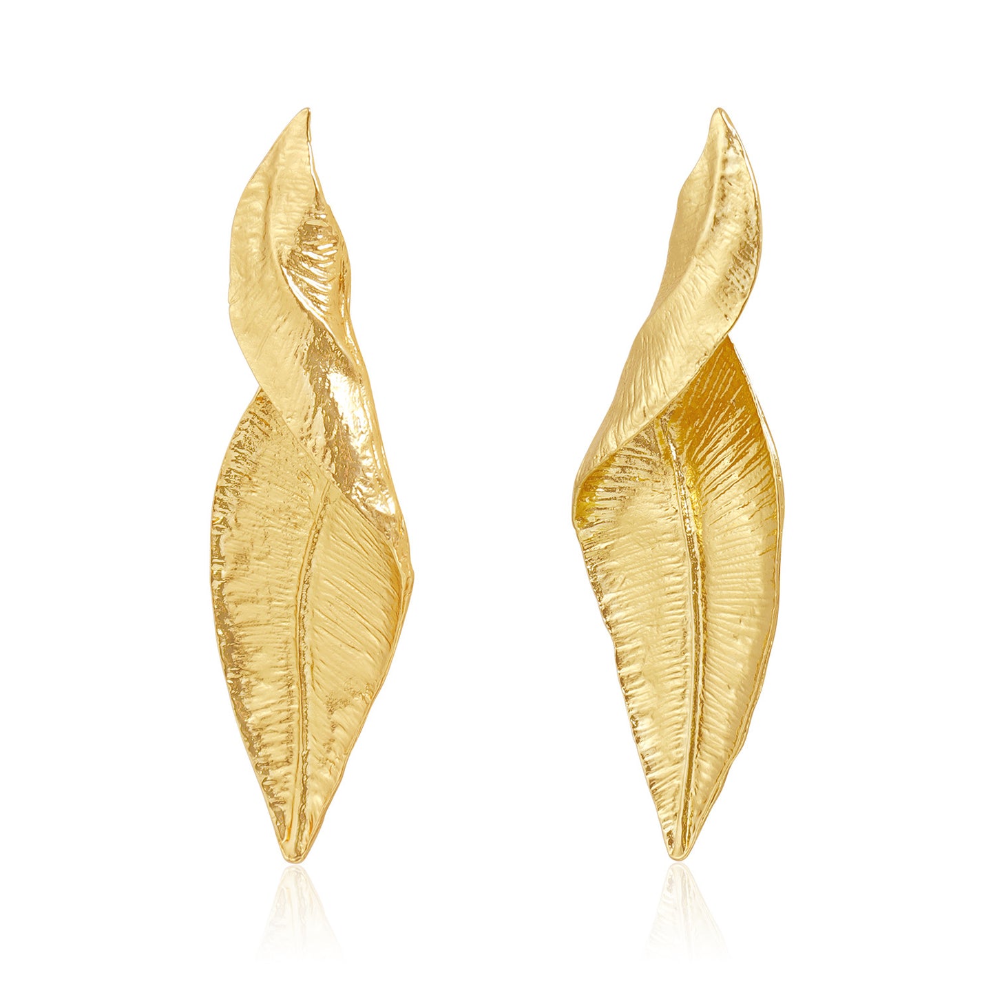 Vintage Style Three-Dimensional Leaf-Shaped Earrings for Women Made of Zinc Alloy with Plated Finish
