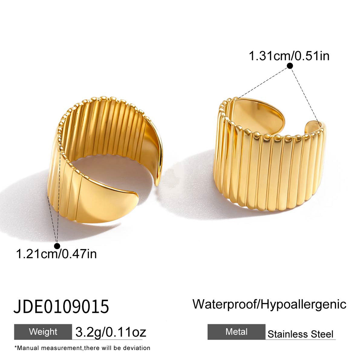 Arete de oreja de acero inoxidable geométrico minimalista para mujer con chapado en oro PVD al vacío, sin perforaciones, joyería ligera y lujosa para la oreja