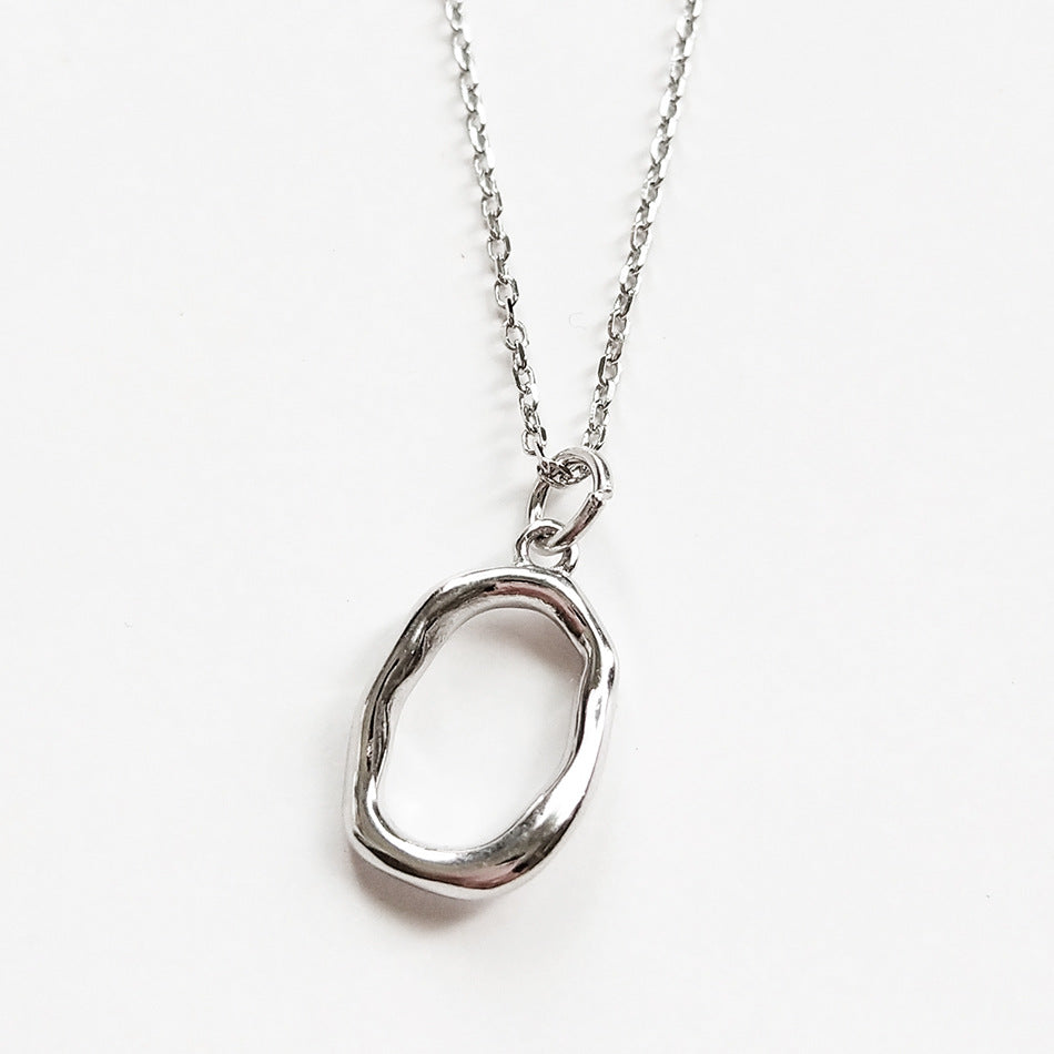 Deliziosa collana irregolare geometrica in argento sterling 925 placcato oro bianco