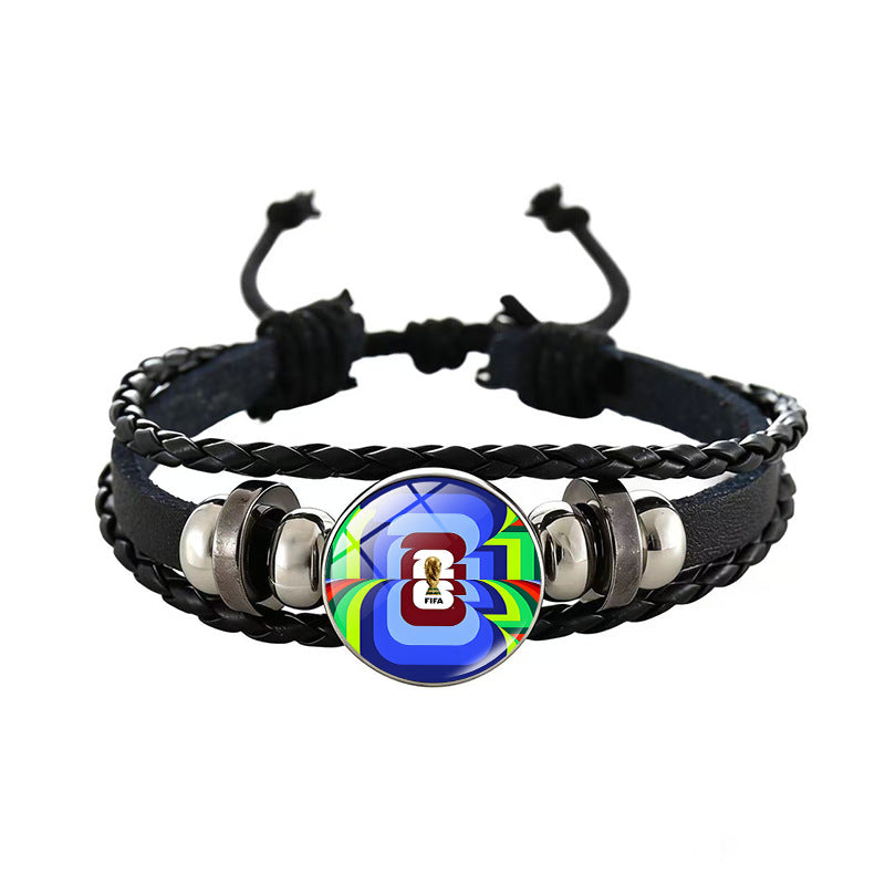 Sporty Geometric Braided Leather Bracelet Unisex Adjustable Hand Rope
