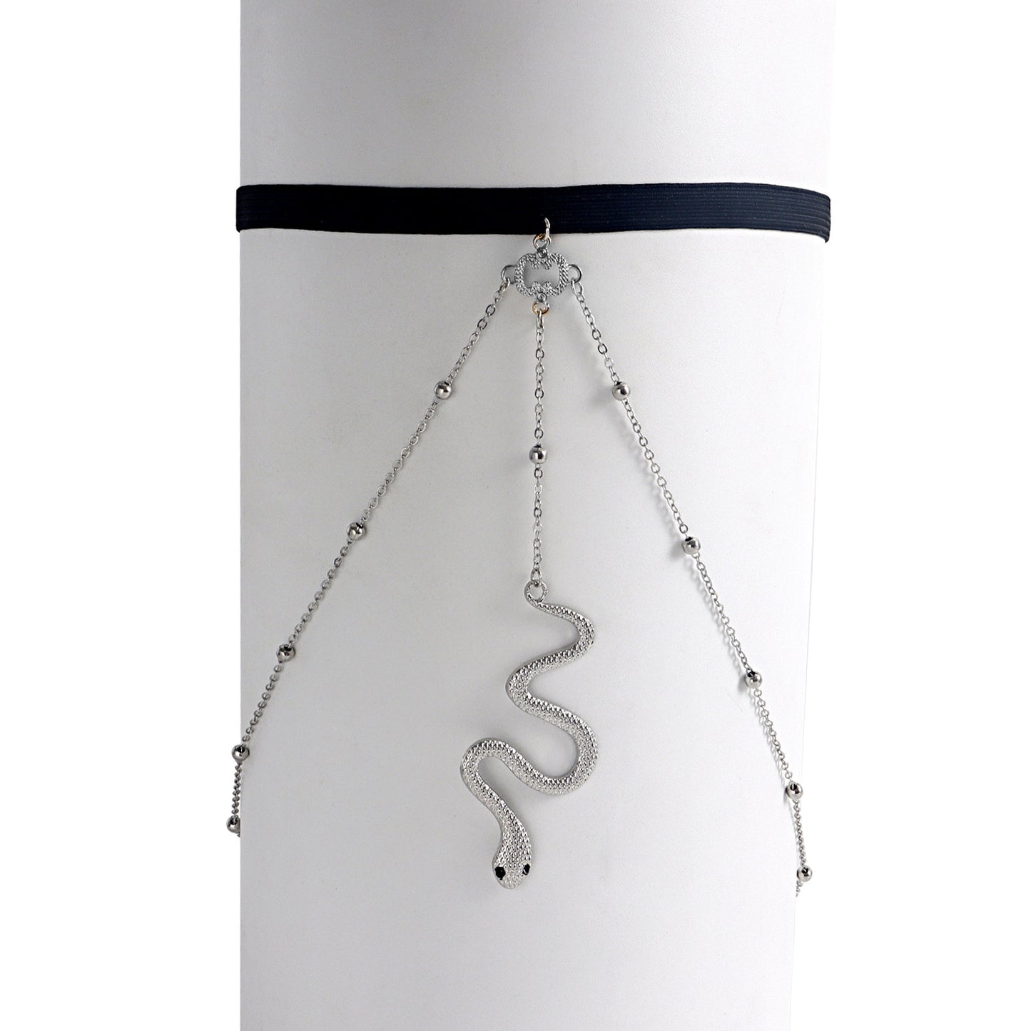 Punk Style Snake Pendant Elastic Beaded Thigh Chain for Women