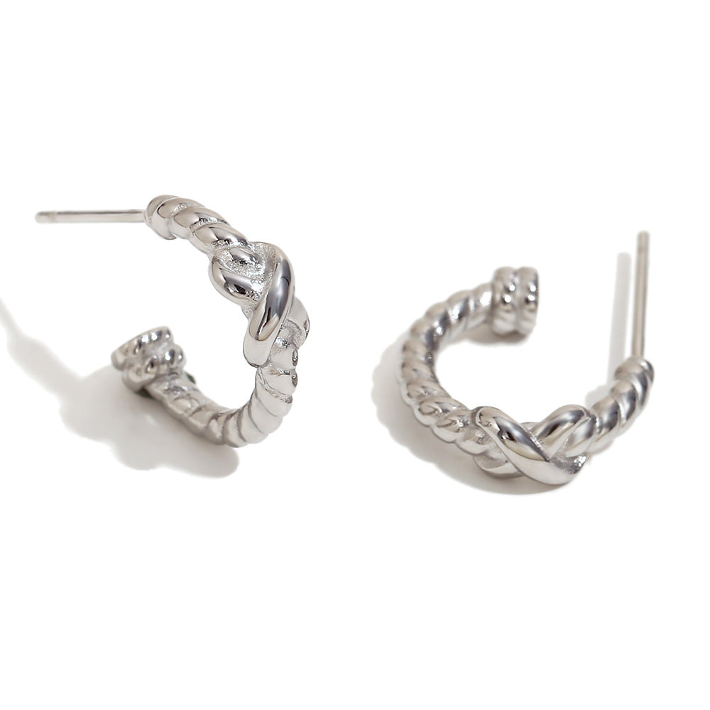 Minimalist Geometric Stainless Steel 18K Gold Plated Spiral Twisted Stud Earrings for Women
