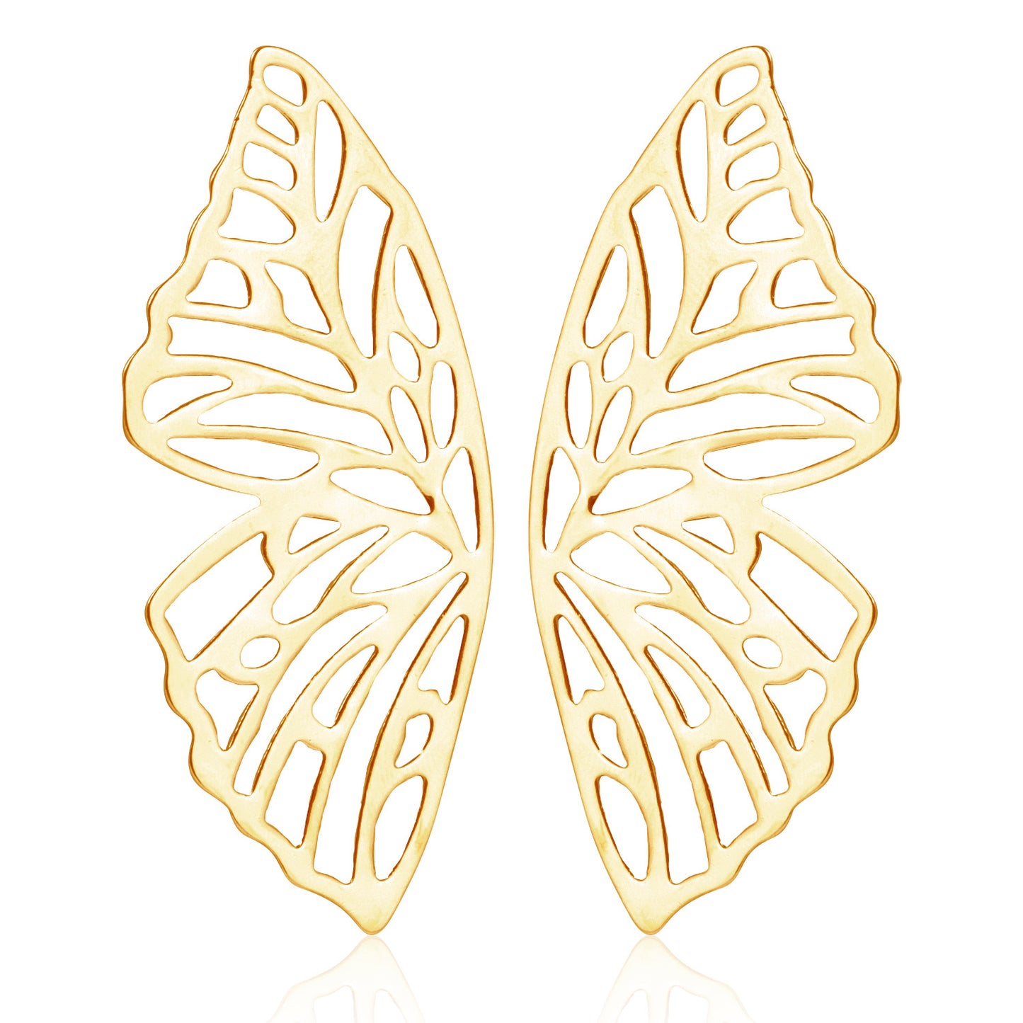 Punk Style Butterfly-Shaped Hollow Alloy Stud Earrings for Women with Plated Finish