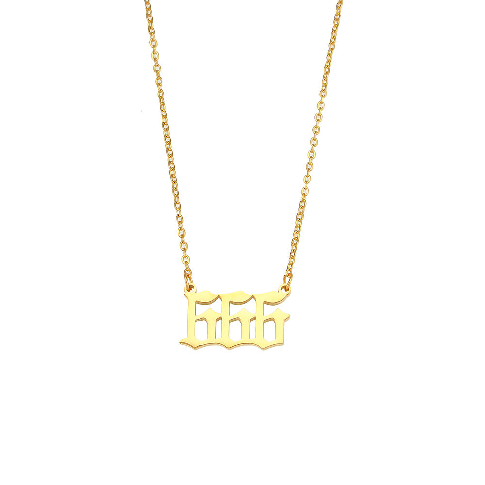 Fashionable Minimalist Numeric Pendant Necklace for Women in Stainless Steel with Plated Finish