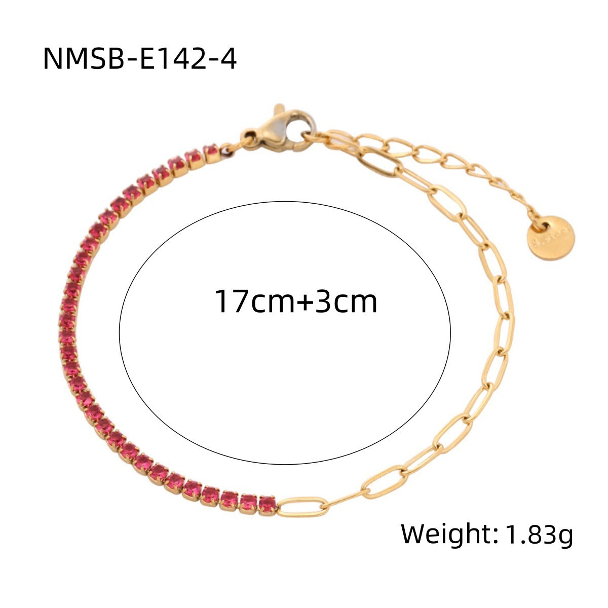 Pulsera geométrica de arcoíris de moda con diamantes de imitación para mujer, de acero de titanio con acabado chapado y delicado diseño de cristales de hilera completa