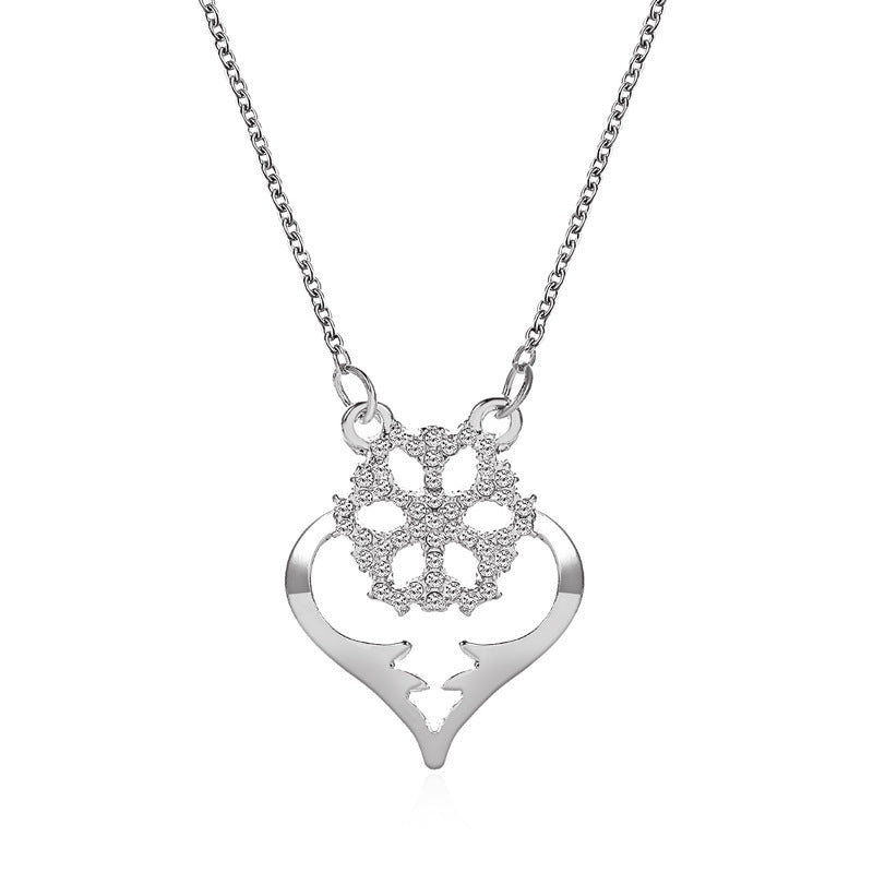 Collar de copo de nieve geométrico para mujer con incrustaciones de diamantes de imitación, cadena de aleación en estilo minimalista y moderno