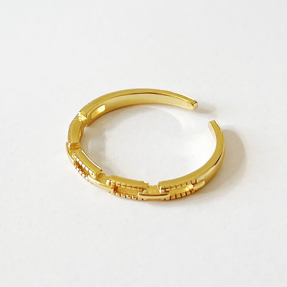 Anillo chapado geométrico de plata de ley 925 para mujer