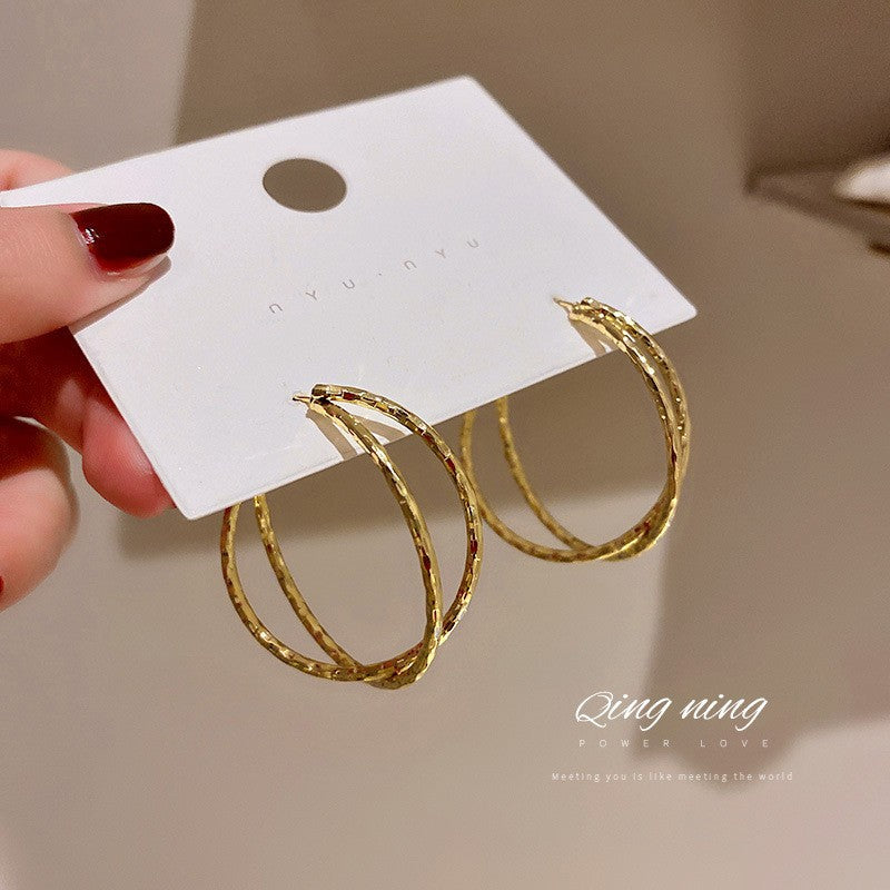 Orecchini a Cerchio Geometrici in Ferro Placcato Argento da Donna, Stile Minimalista Casual per Ufficio, Gioielli Eleganti di Ispirazione Vintage per Tutti i Giorni