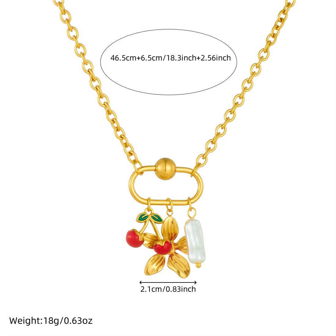 Gold Plated Drip Oil Stainless Steel Plant Pendant Necklace with Cable Chain for Women