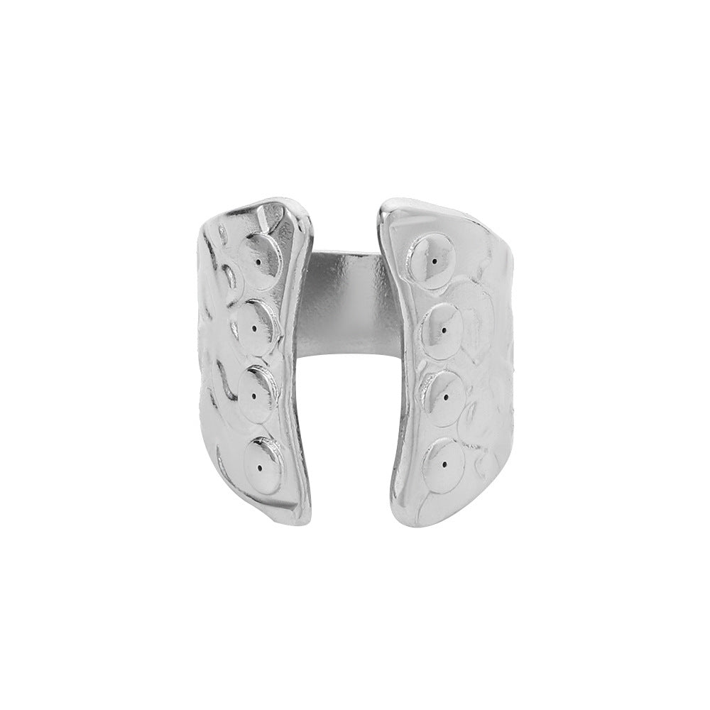 Geometric Plated Stainless Steel Ring Unisex