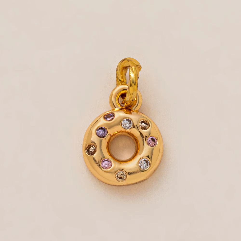 Minimalist Luxury 18K Gold Plated Brass Food Pendant with Cubic Zirconia