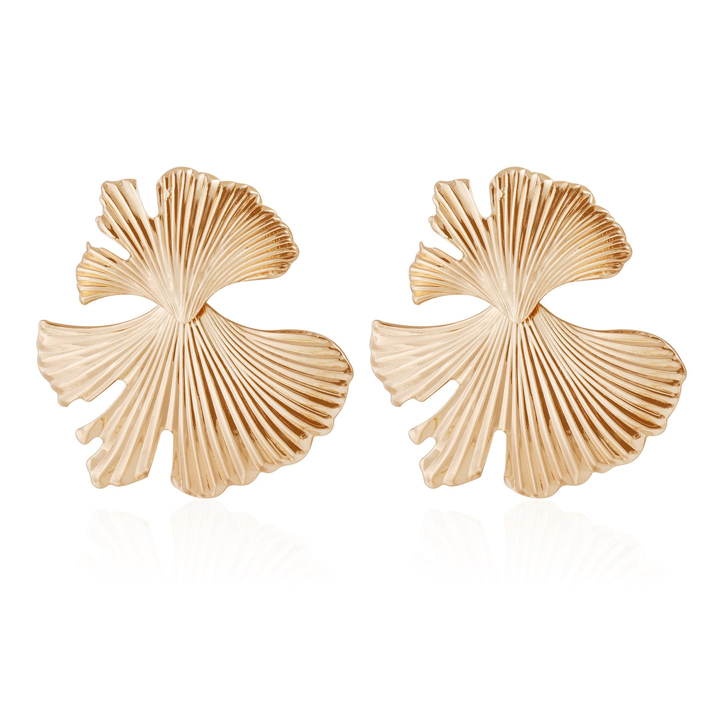 Vintage Geometric Iron Plated Ginkgo Leaf Earrings for Women