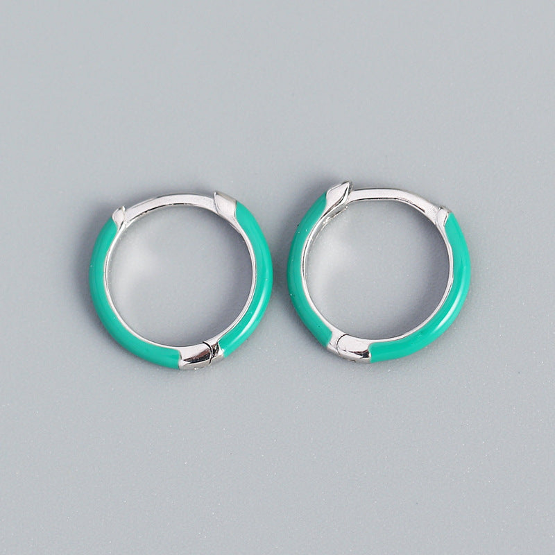 Orecchini a cerchio in argento Sterling S925 geometrici minimalisti rivestiti in resina con finitura premium