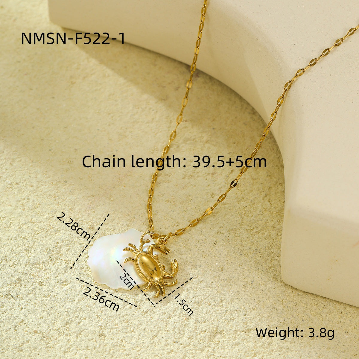 Parure da donna con collana, bracciale, orecchini e anello abbinati in acciaio inossidabile placcato, design geometrico ispirato all'oceano