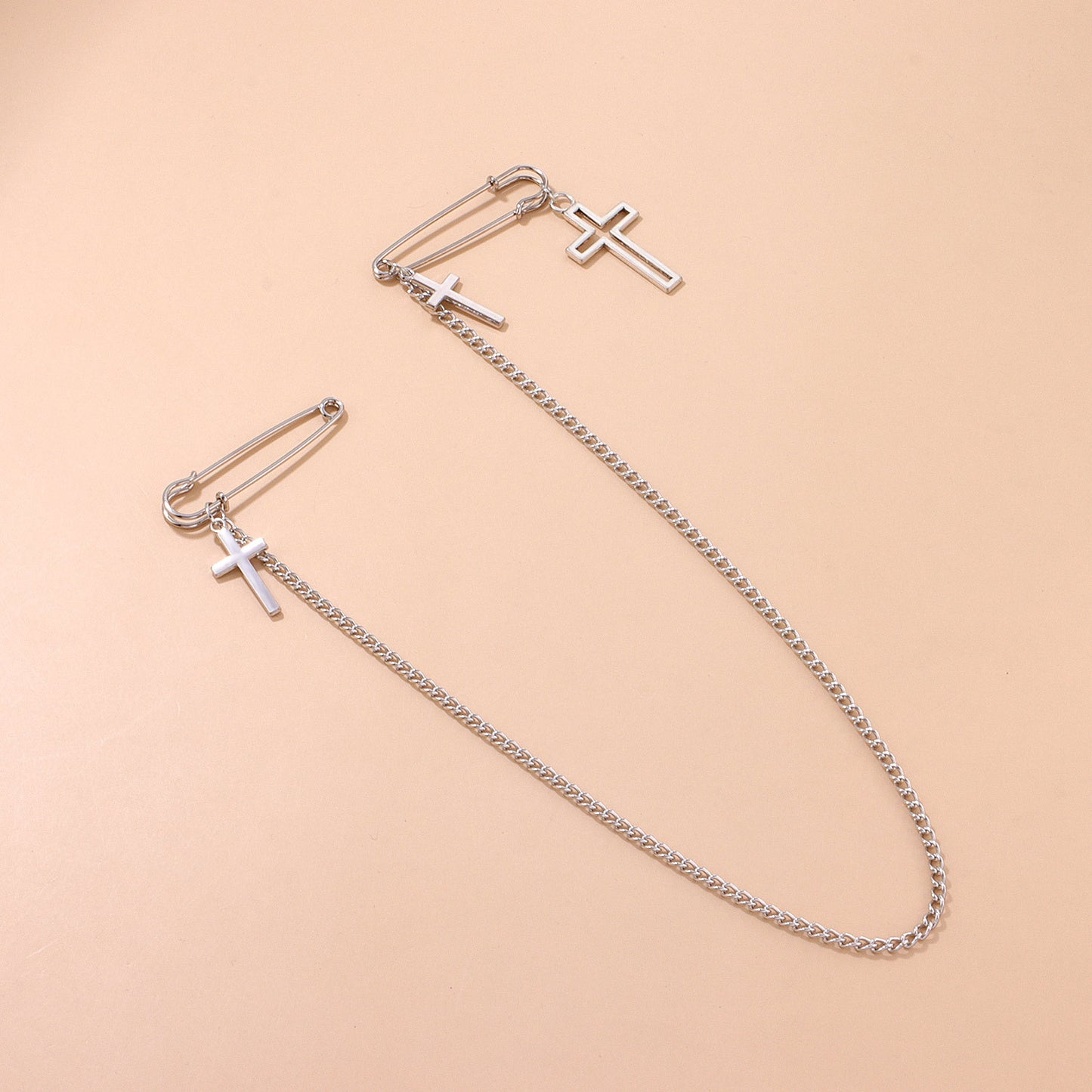 Minimalist Cross Geometric Pendant Brooch Unisex Alloy Plated Jewelry Vintage Fashion Accessory
