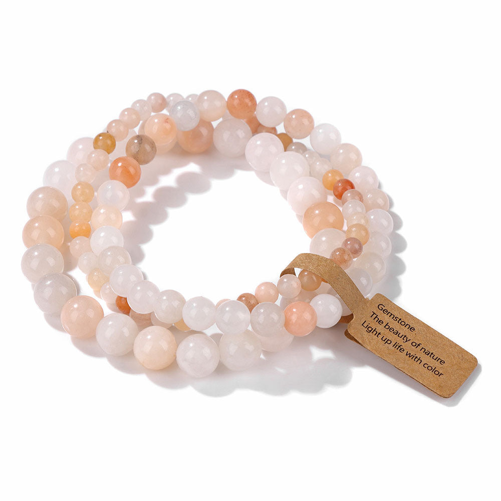 Vintage Minimalist Geometric Stone Beaded Stretch Bracelet Set Unisex Jewelry