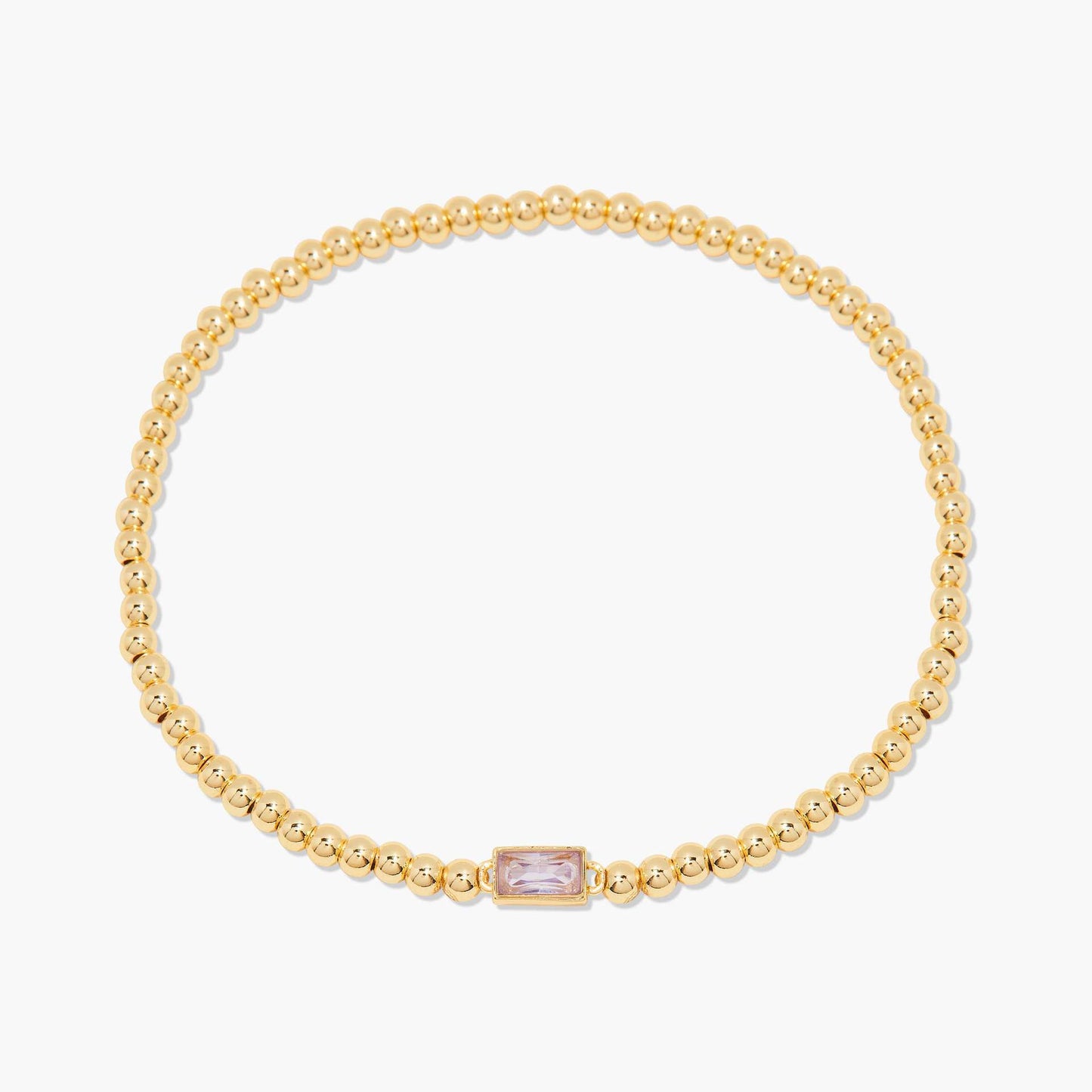 Fashionable OL Style Geometric Stainless Steel Beaded Bracelet with 18K Gold Plating and Colorful Zircon Birthstone Accents