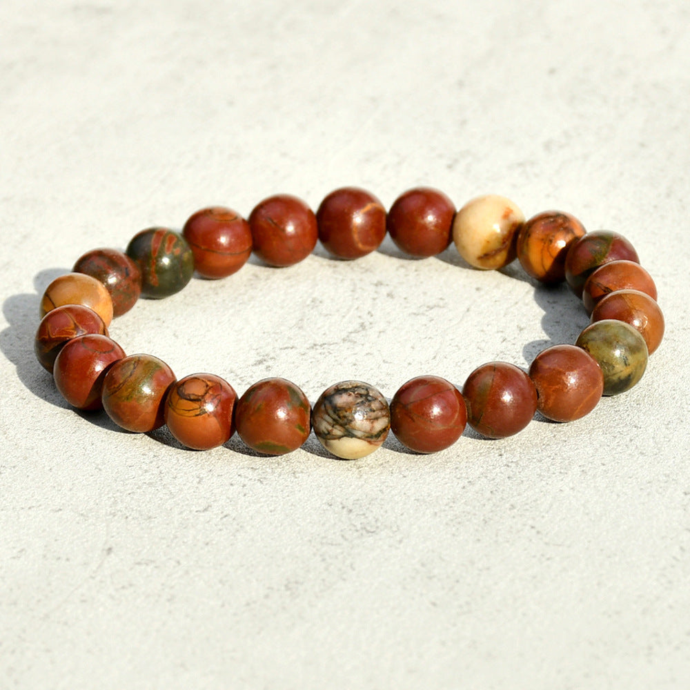 Minimalist Geometric Natural Agate Tourmaline Pink Crystal Beaded Bracelet Unisex Handmade Jewelry