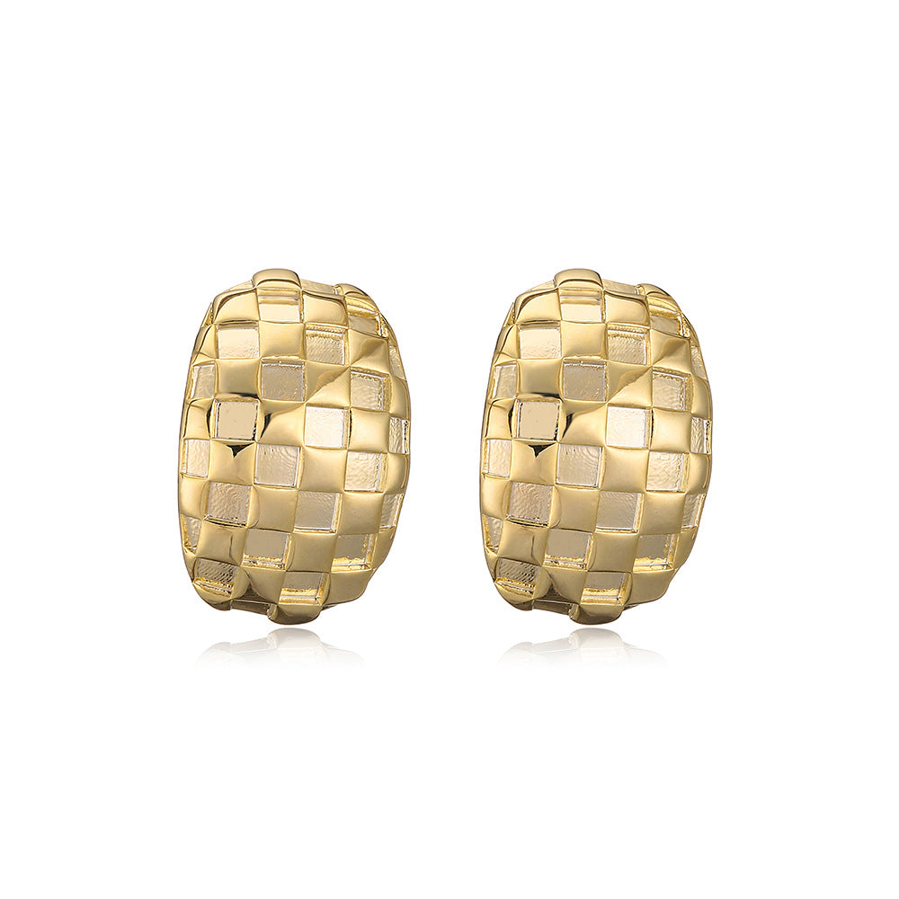 Geometric Women's Earrings in Copper with Real Gold Plating, Fashionable and Unique Design