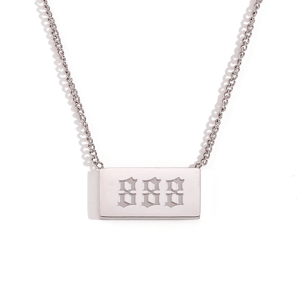 Minimalist Geometric Number Pendant Necklace for Women in Stainless Steel with Plated Finish