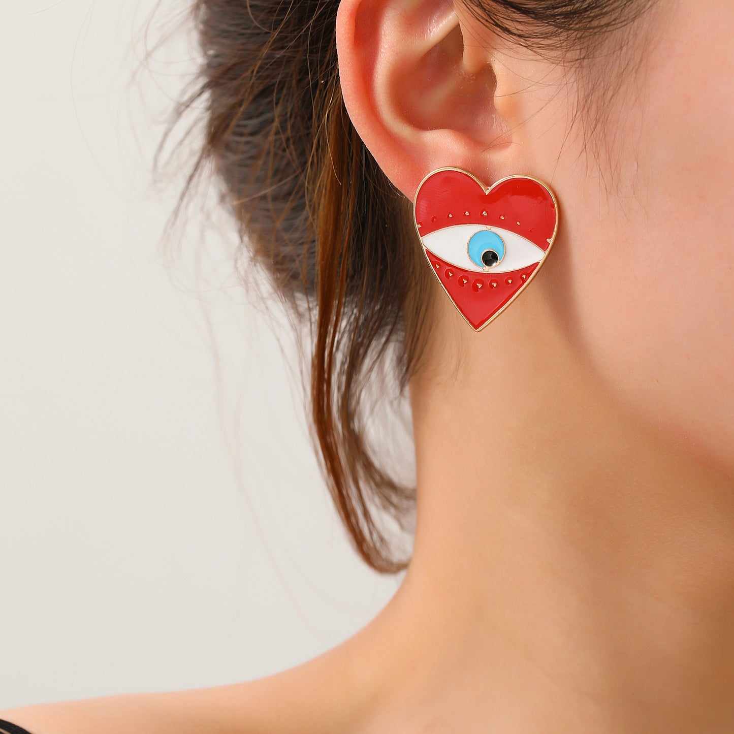 Streetwear Geometric Heart Drip Oil Plated Zinc Alloy Earrings