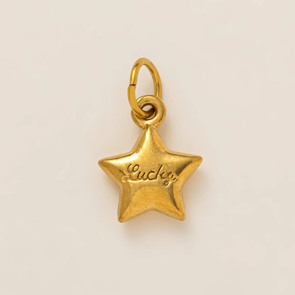 Vintage 18K Gold Plated Stainless Steel Star Eye Charm Bar