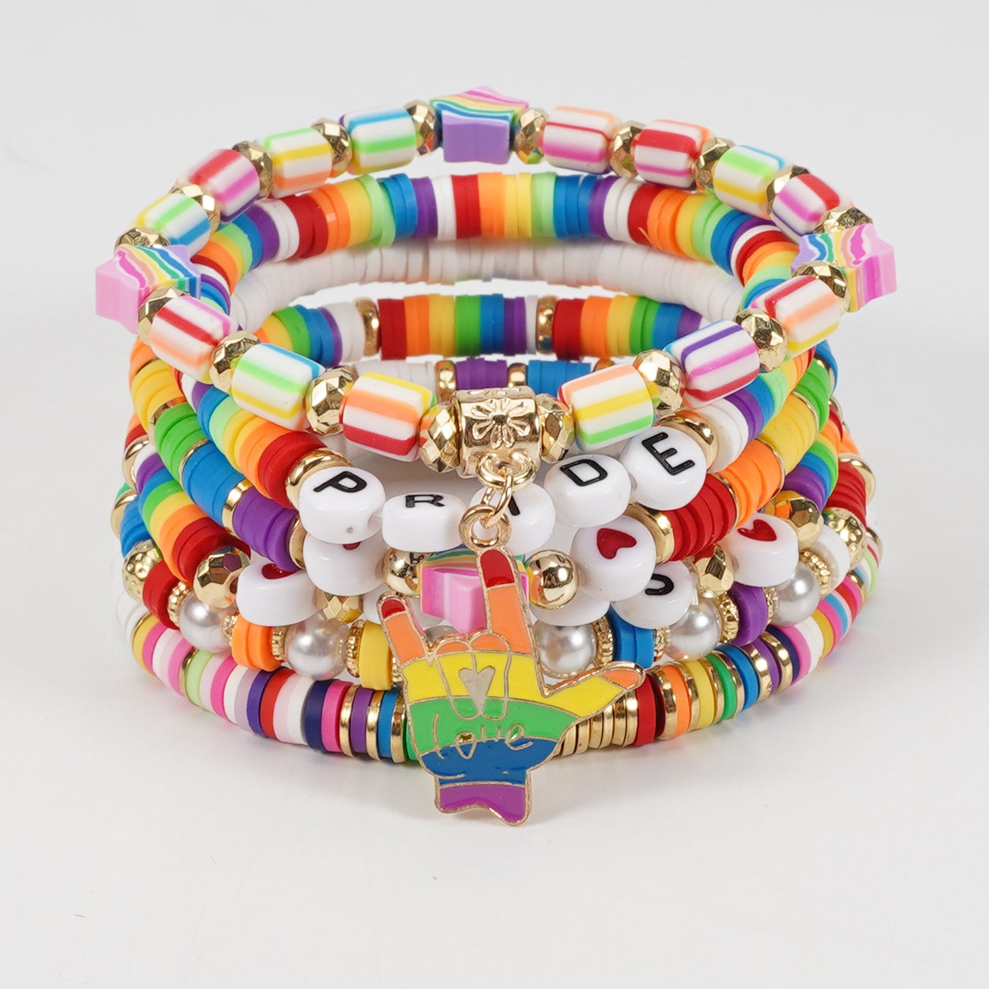 Bohemian Vintage Heart Shape Glass Pendant Multi-layer Bracelet for Women